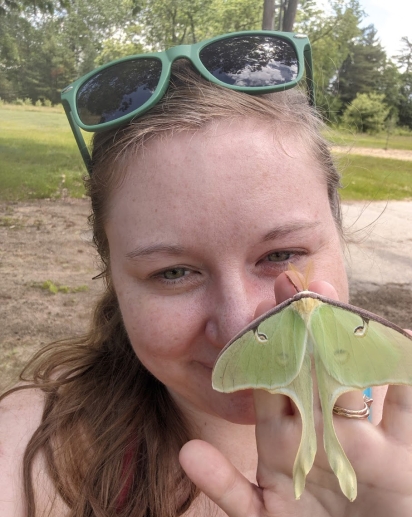Liz Studer and a Luna Moth